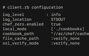 client.rb configuration Black window featuring eight lines of code in white text