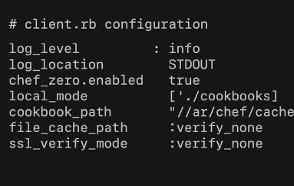 client.rb configuration Black window featuring eight lines of code in white text