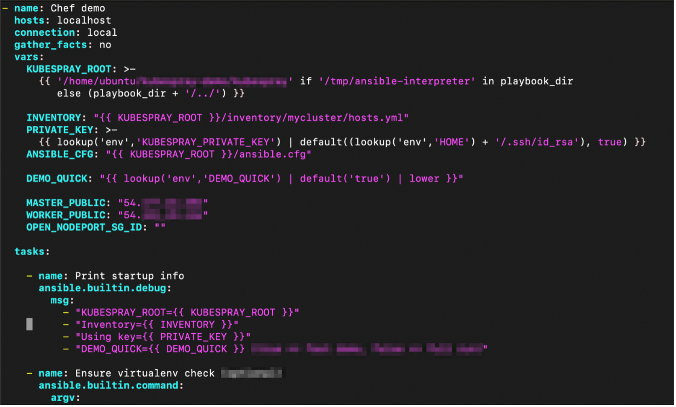 Kubespray Code Screenshot displaying various lines of code in different colors