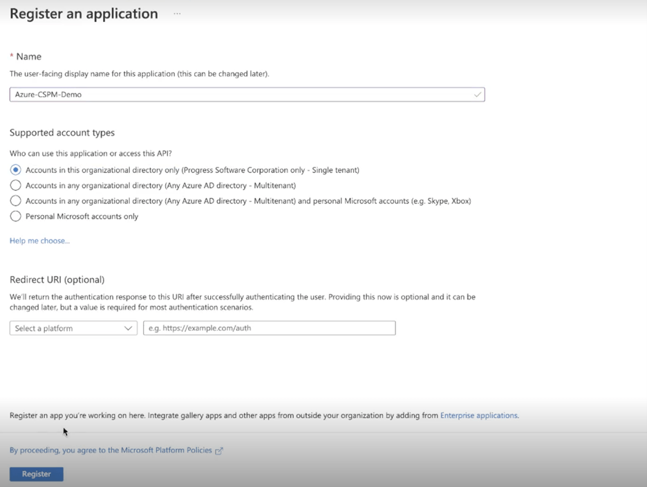 Register an application