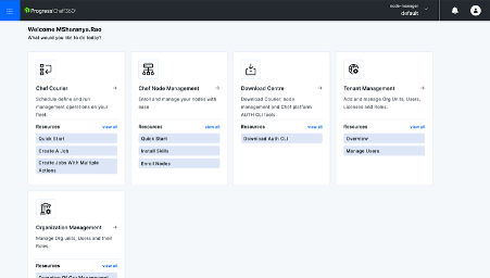 UI screenshot of Progress Chef 360