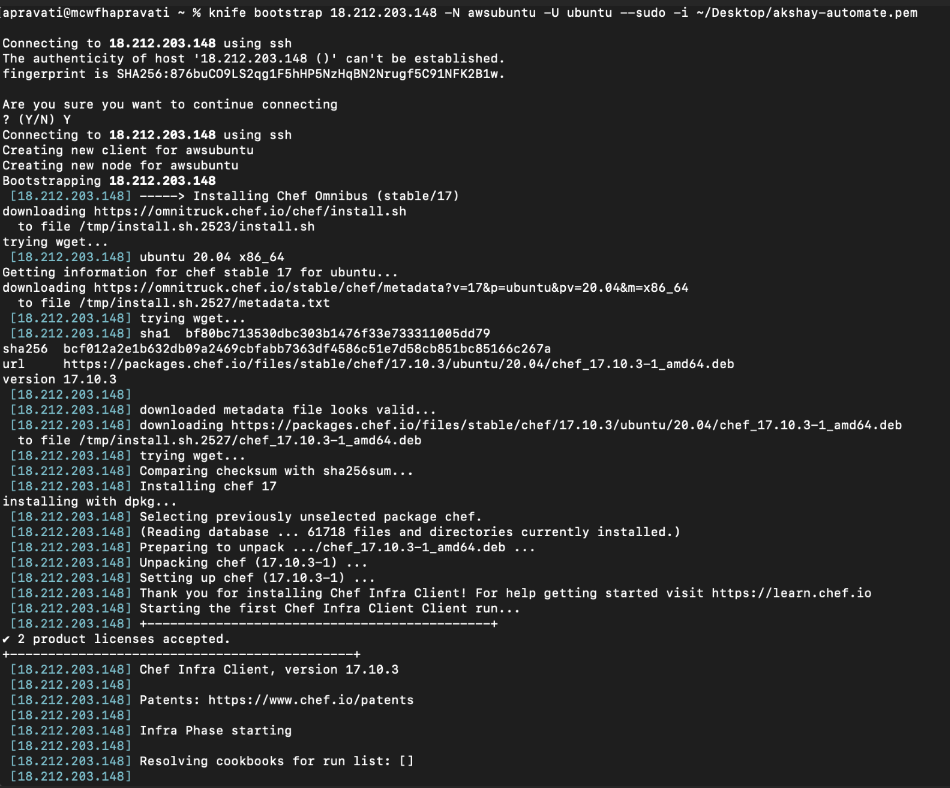 Example of how to bootstrap the node from Chef WorkStation
