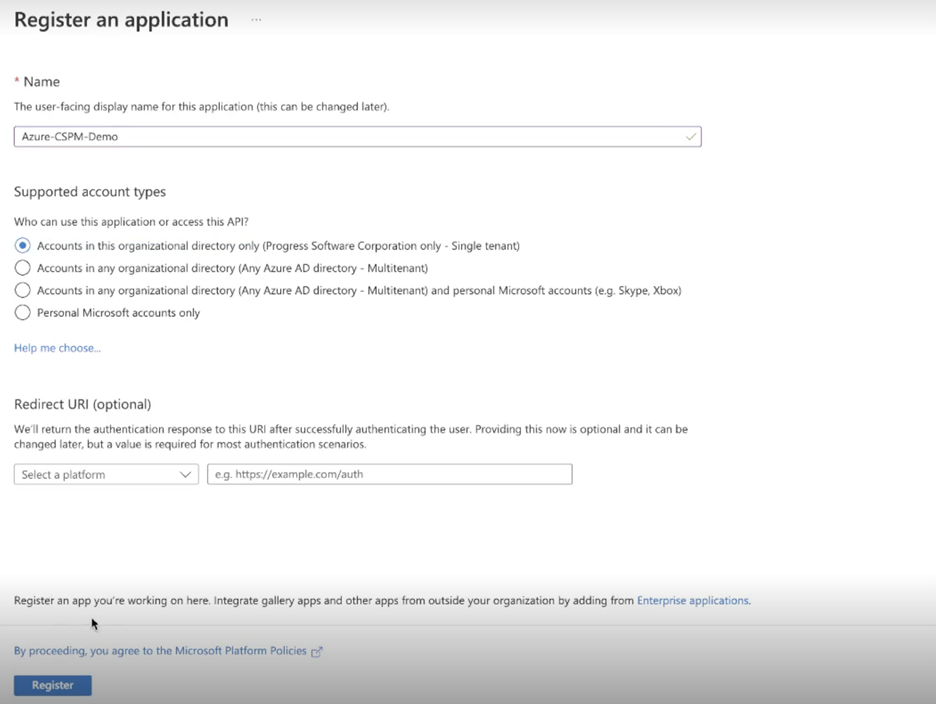 Register an application