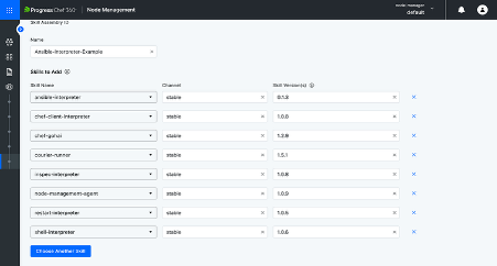 UI screenshot of Progress Chef 360 displaying various fields